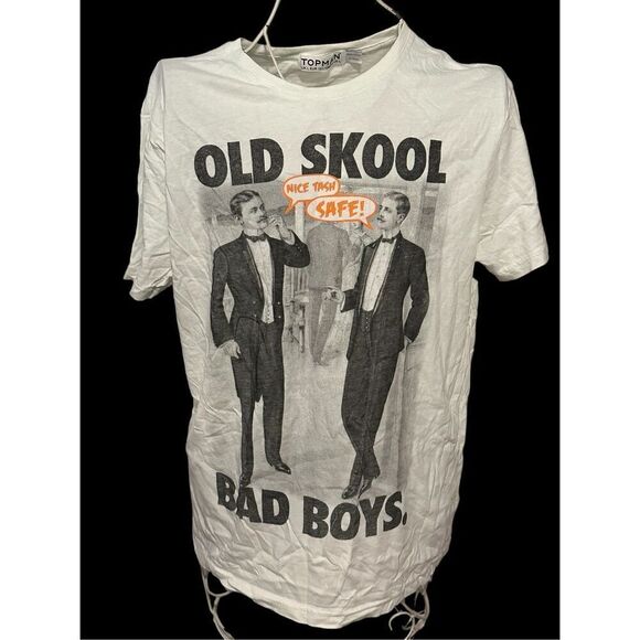 Nordstrom men Topman stretchy graphic old skool Bad boys t-shirt size Large Good - Picture 7 of 12